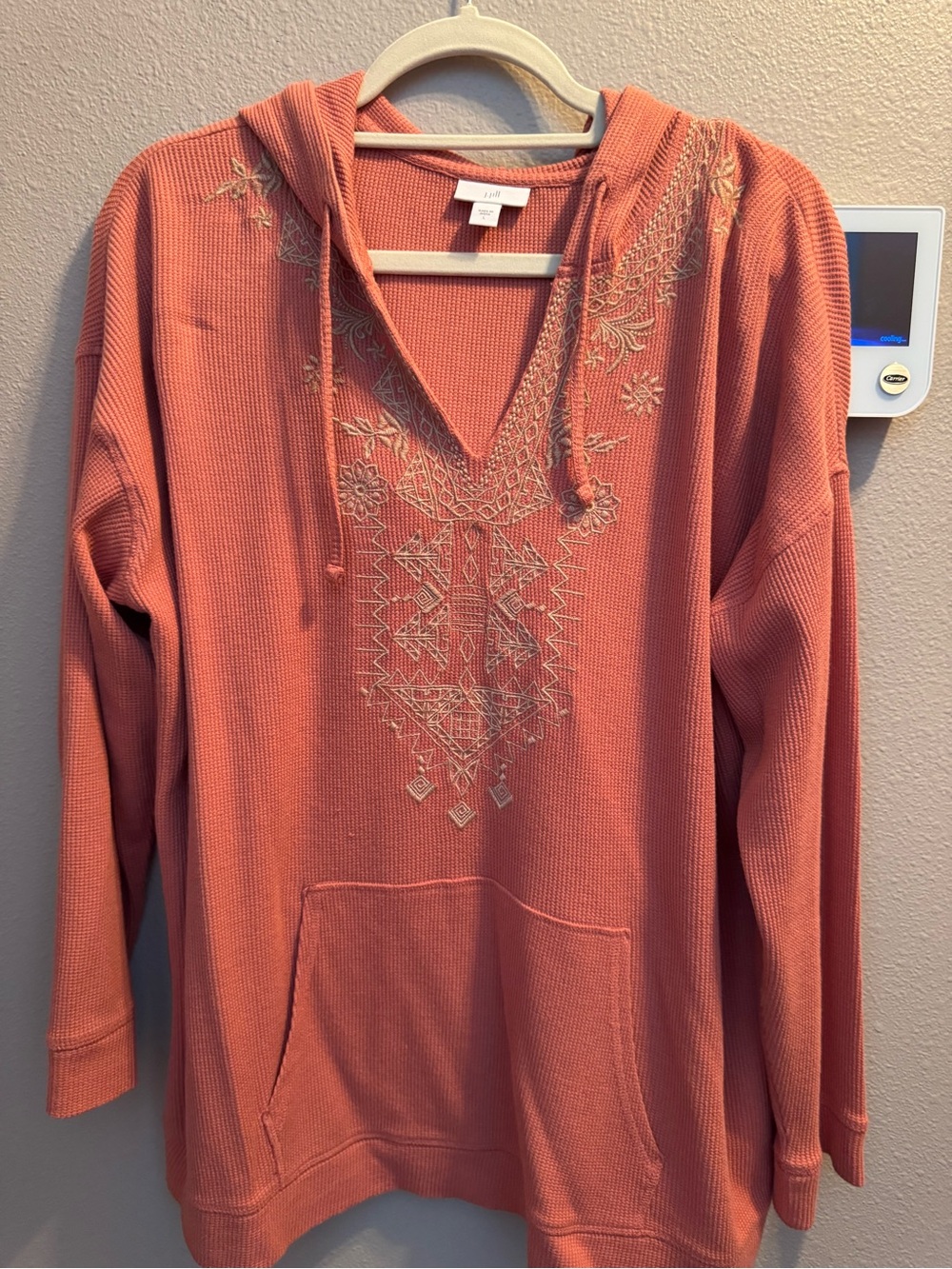 J JILL Women's Embroidered Hooded Tunic